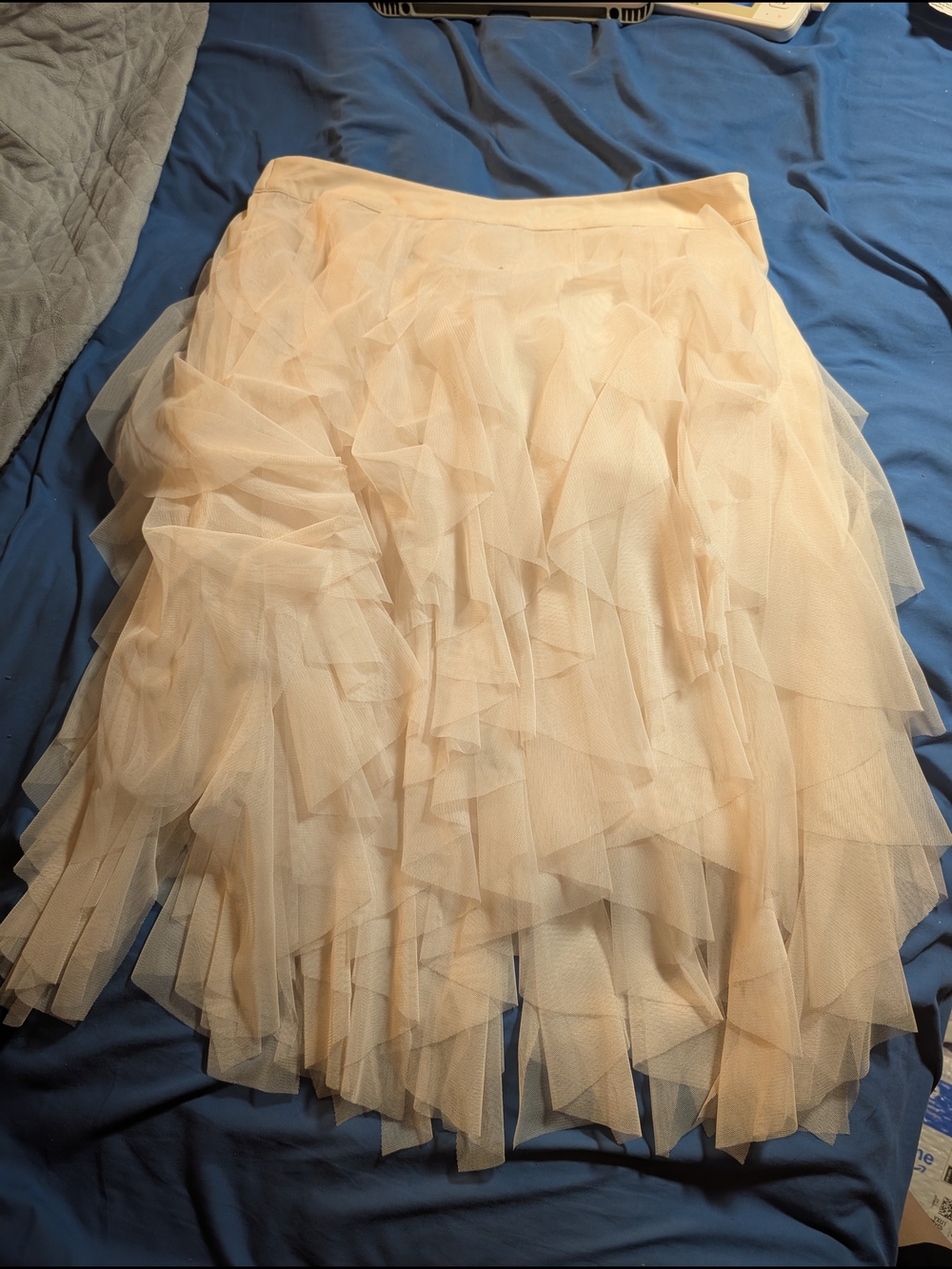 JessaKae Layered Tulle Midi Skirt in Beige